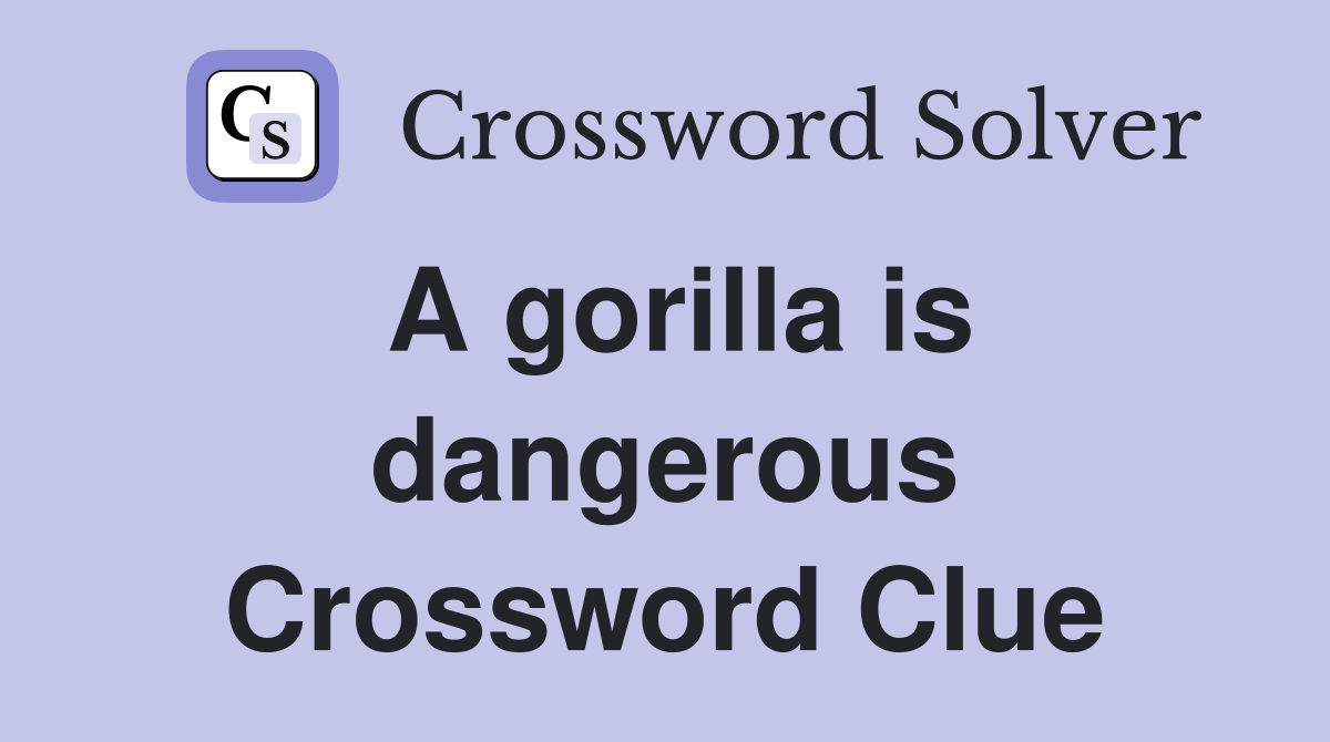 A gorilla is dangerous Crossword Clue