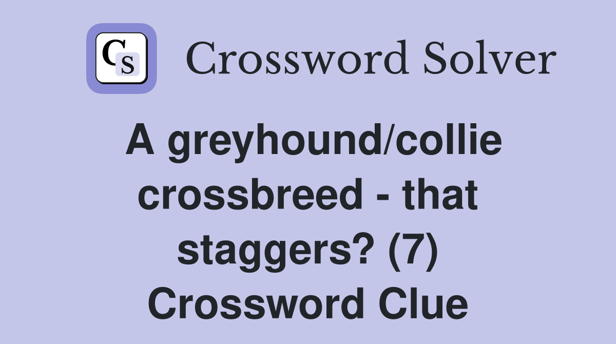 A greyhound/collie crossbreed - that staggers? (7) Crossword Clue