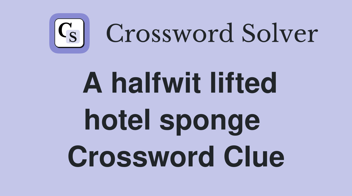 A halfwit lifted hotel sponge  Crossword Clue