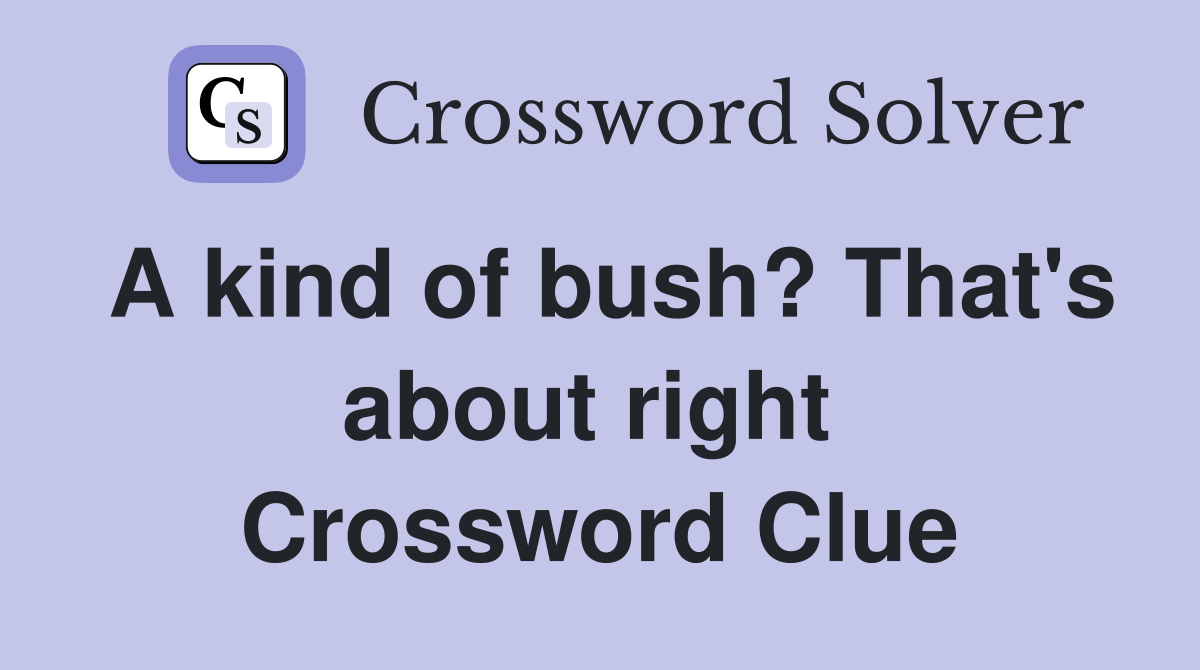 A kind of bush? That's about right  Crossword Clue