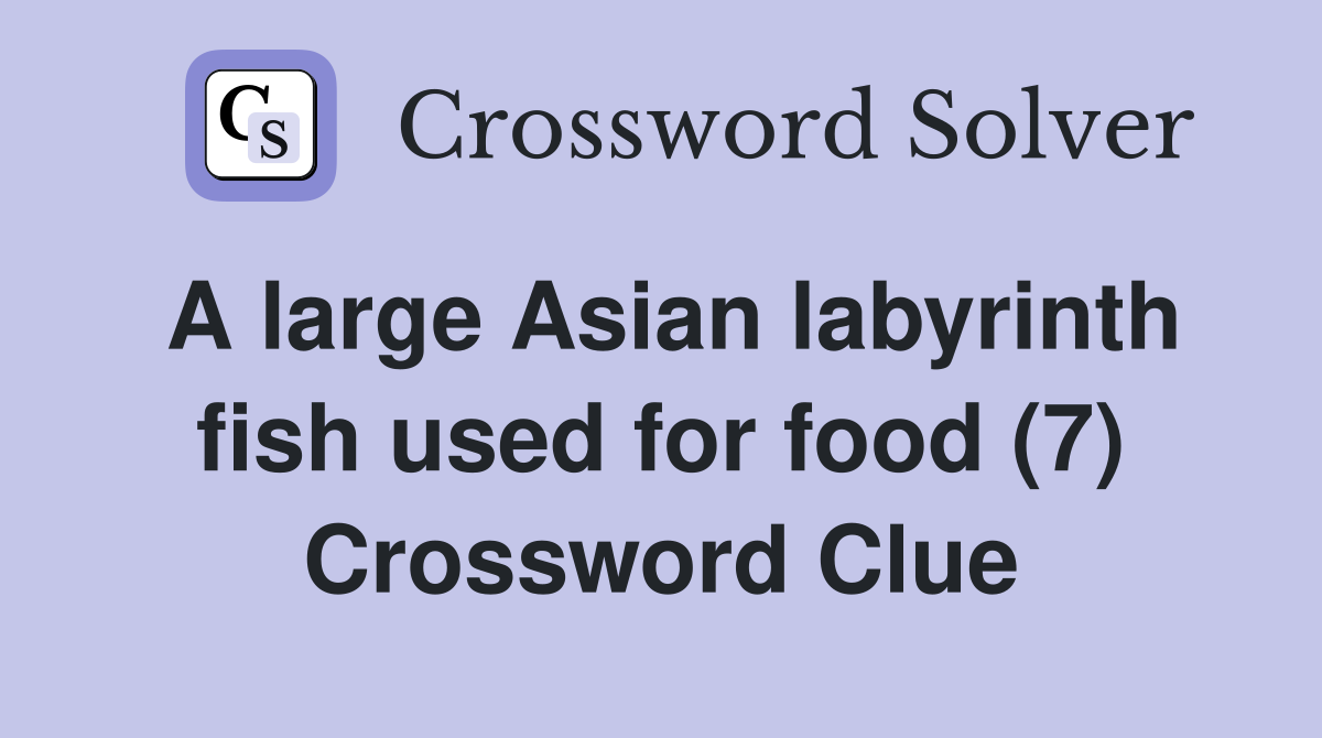 A large Asian labyrinth fish used for food (7) Crossword Clue