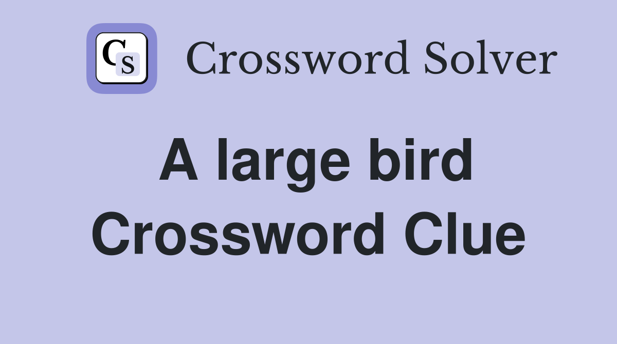 A large bird Crossword Clue