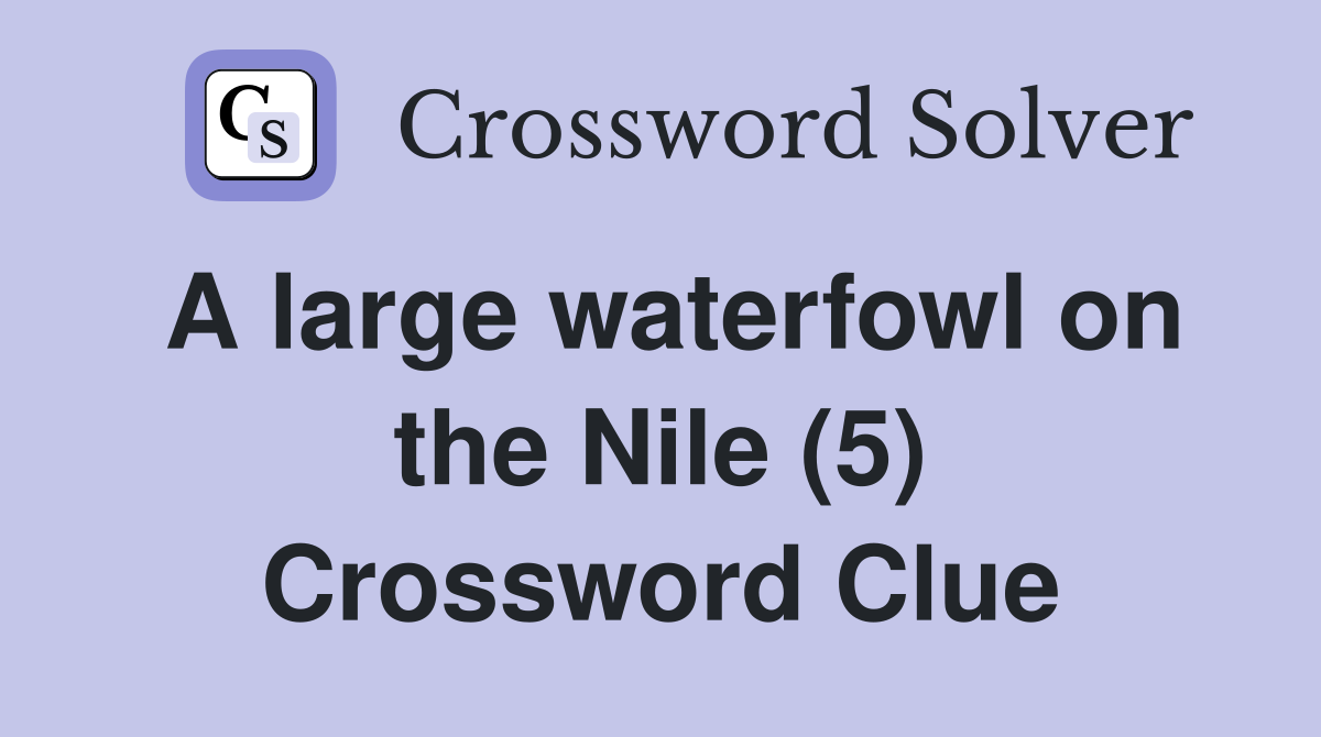 A large waterfowl on the Nile (5) Crossword Clue