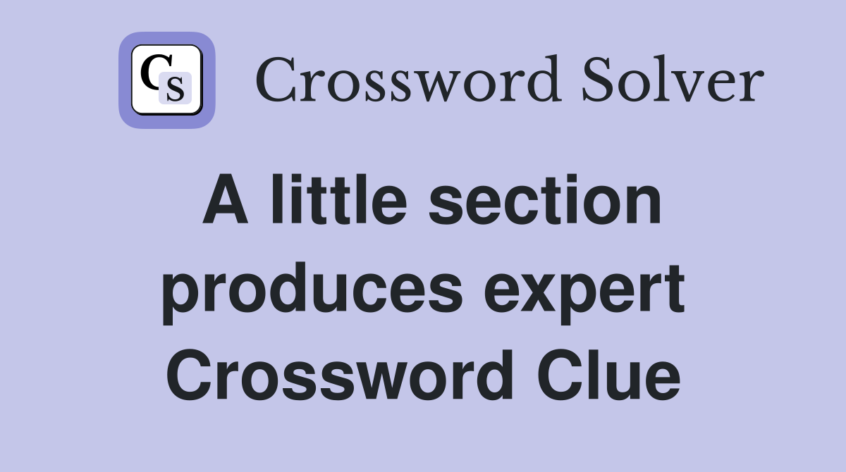 A little section produces expert Crossword Clue