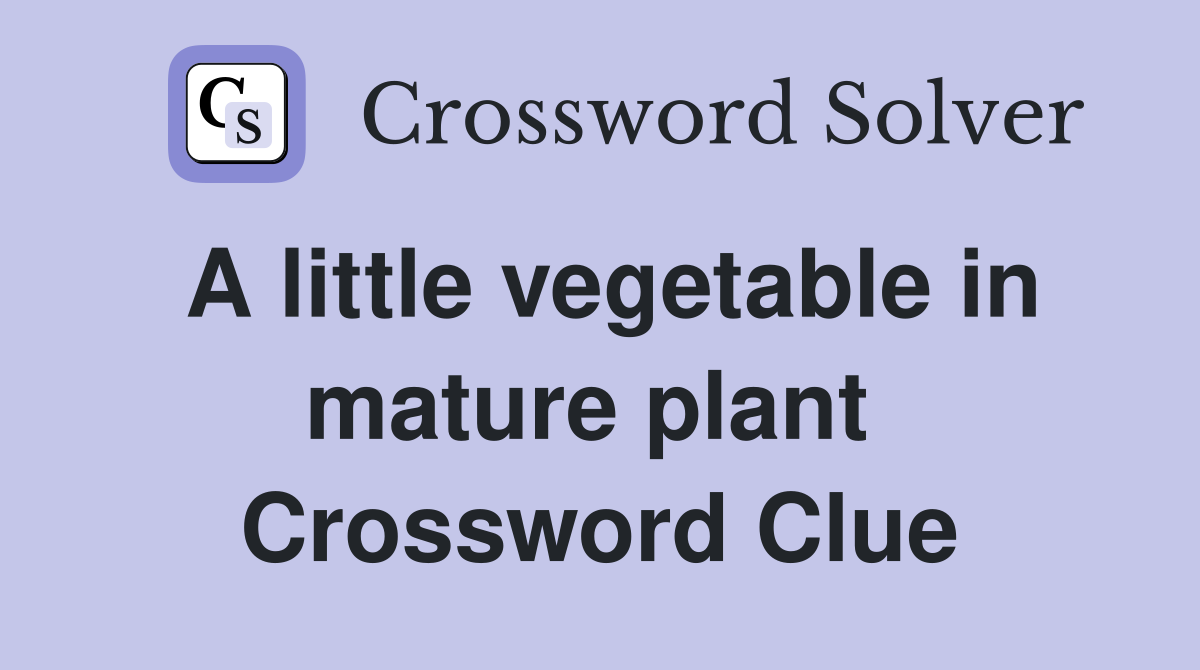 A little vegetable in mature plant  Crossword Clue
