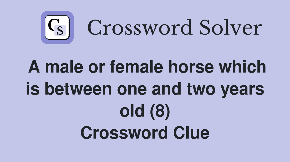 A male or female horse which is between one and two years old (8) Crossword Clue