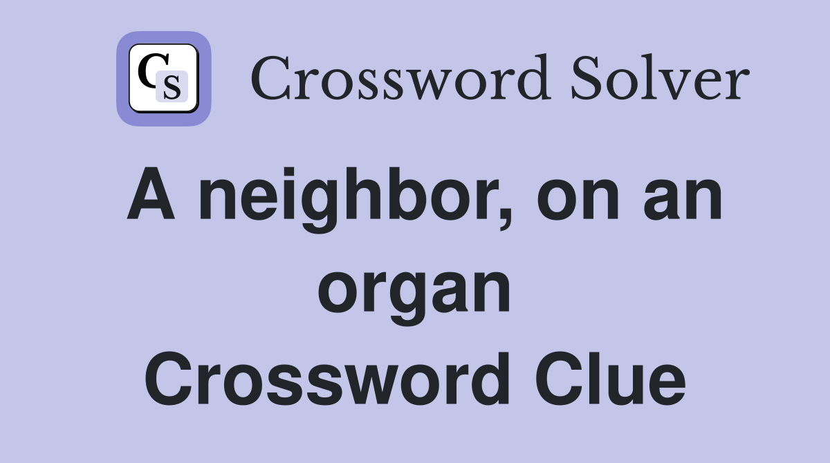 A neighbor, on an organ Crossword Clue