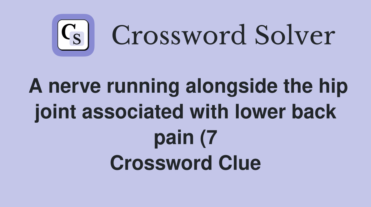 A nerve running alongside the hip joint associated with lower back pain A nerve running alongside the hip joint associated with lower back pain