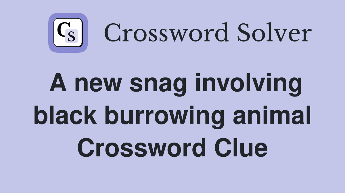 A new snag involving black burrowing animal Crossword Clue