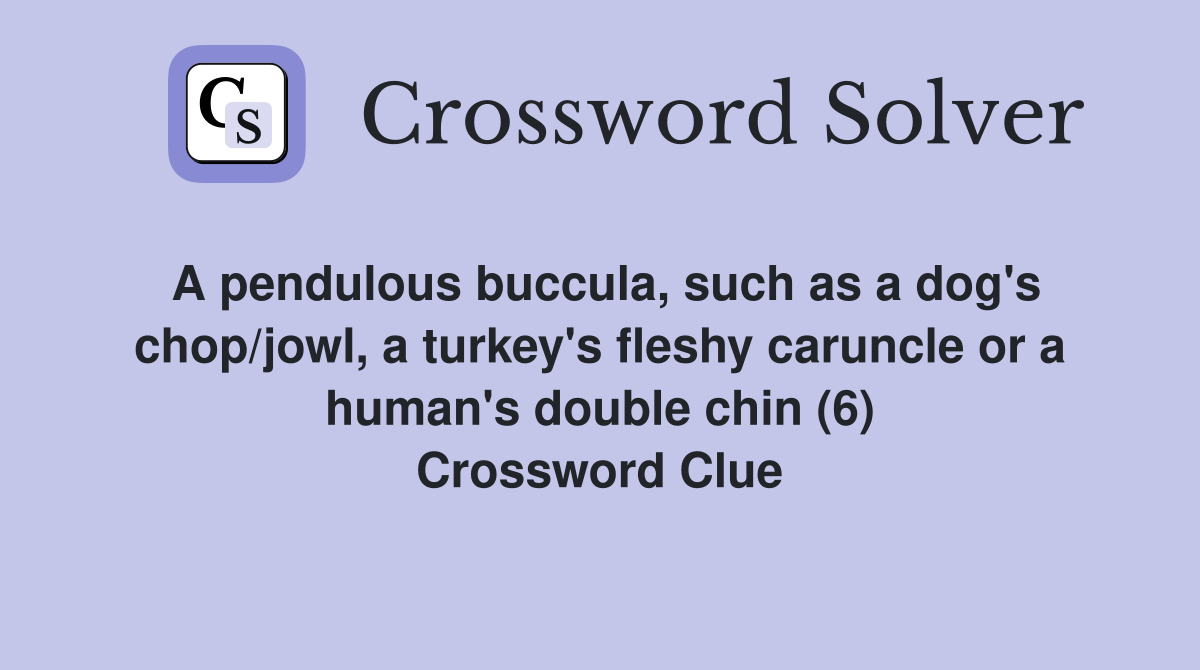 A pendulous buccula, such as a dog's chop/jowl, a turkey's fleshy caruncle or a human's double chin (6) Crossword Clue