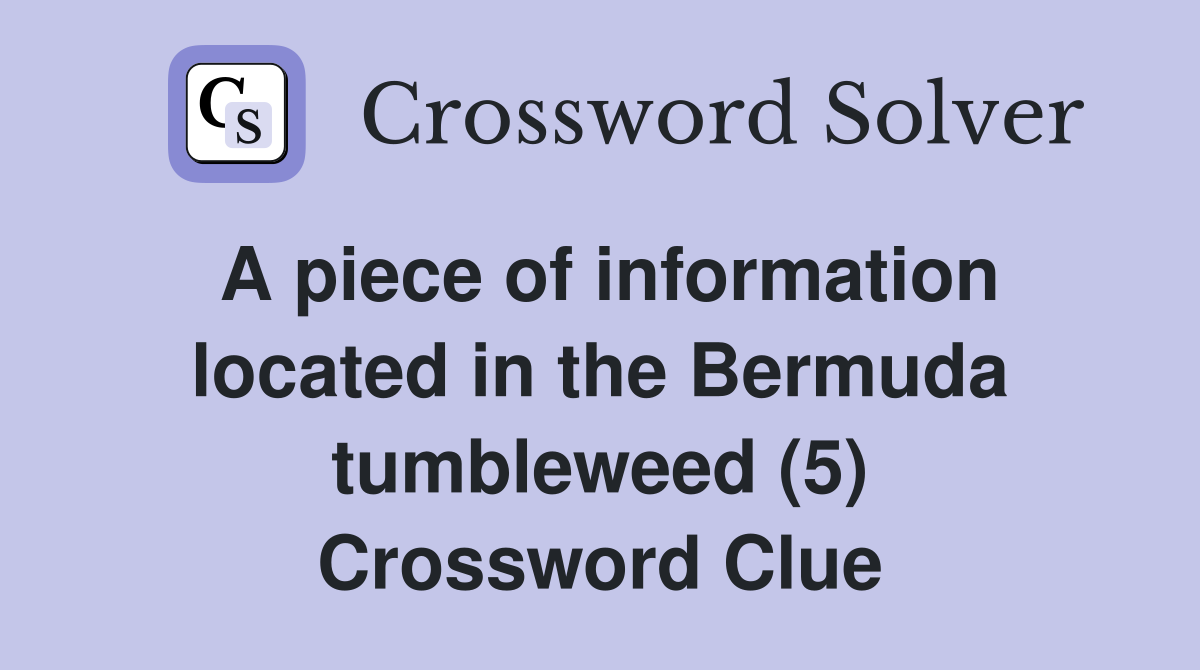 A piece of information located in the Bermuda tumbleweed (5) Crossword Clue