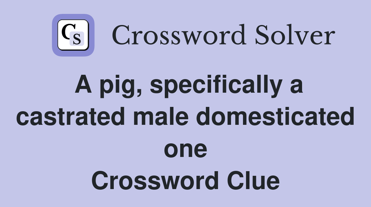 A pig, specifically a castrated male domesticated one Crossword Clue