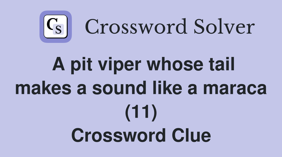 A pit viper whose tail makes a sound like a maraca (11) Crossword Clue