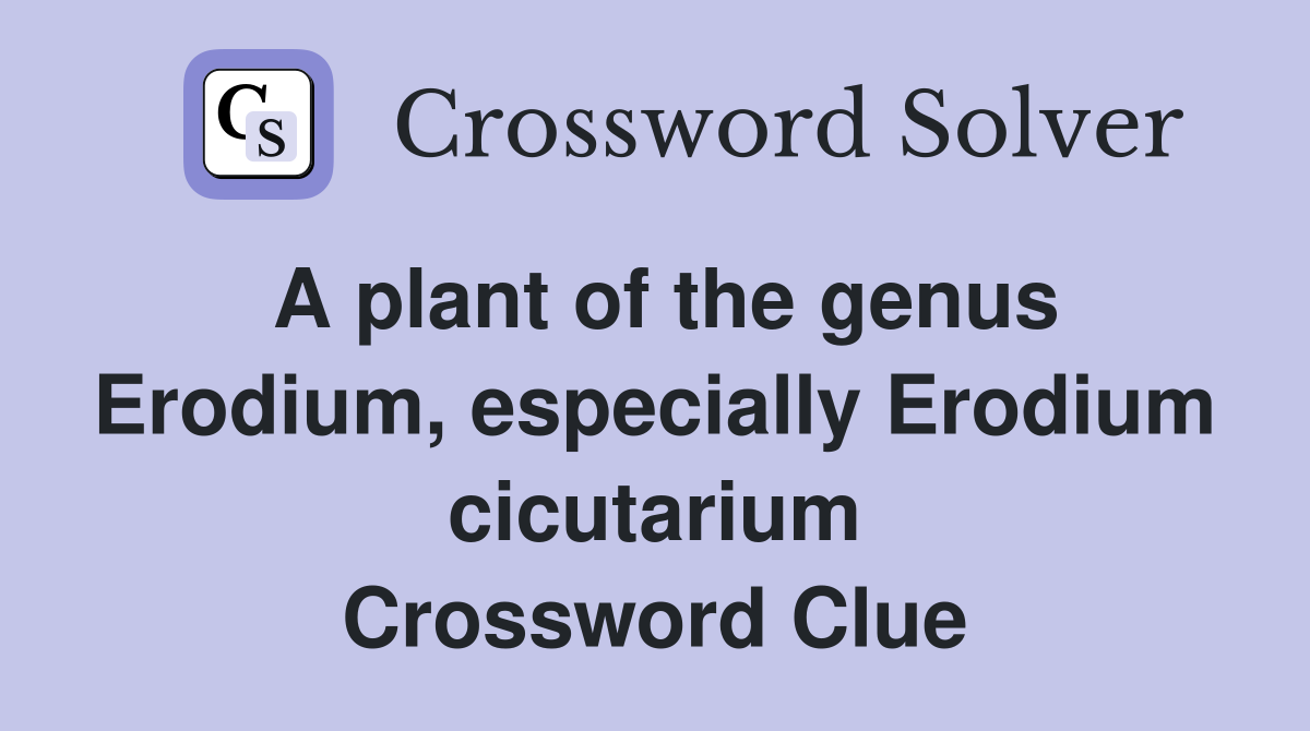 A plant of the genus Erodium, especially Erodium cicutarium Crossword Clue