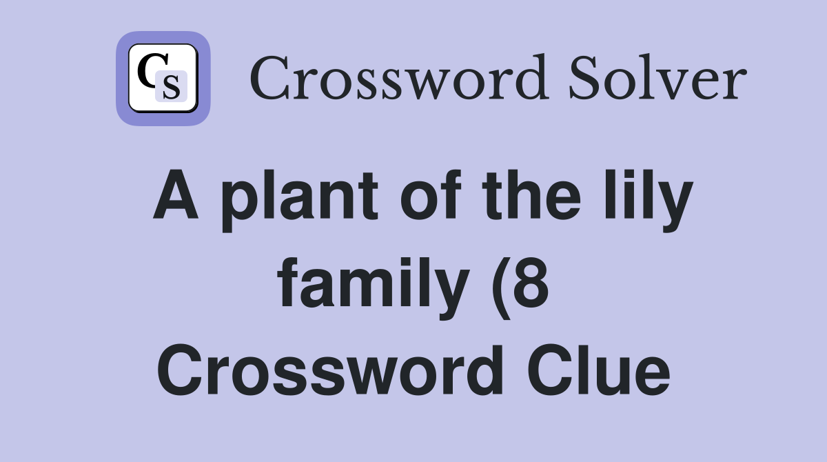 A plant of the lily family (8) Crossword Clue Answers Crossword Solver A plant of the lily family (8) Crossword Clue Answers Crossword Solver