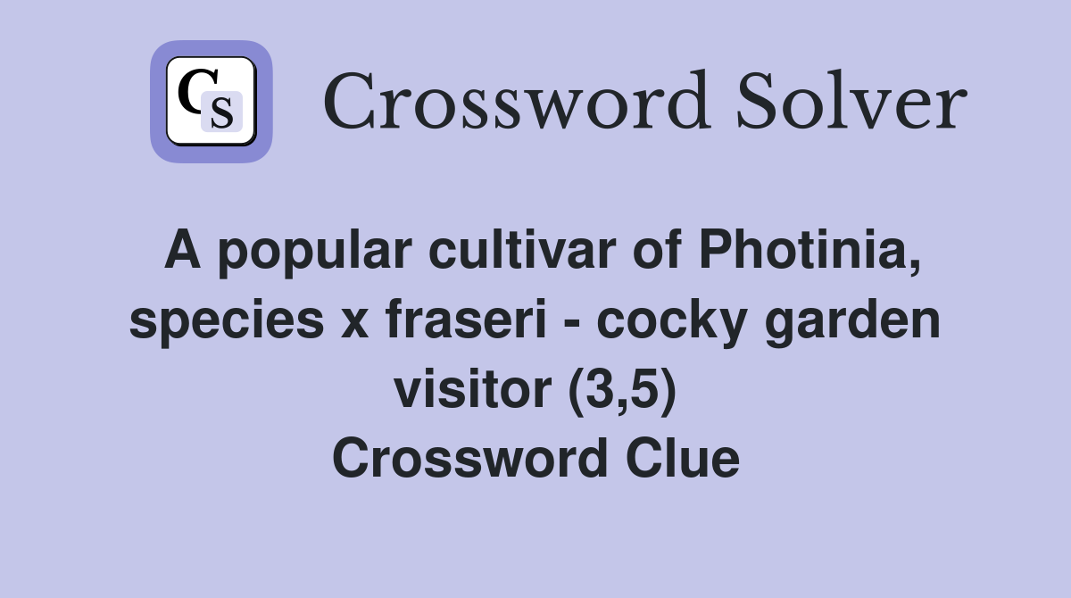A popular cultivar of Photinia, species x fraseri - cocky garden visitor (3,5) Crossword Clue