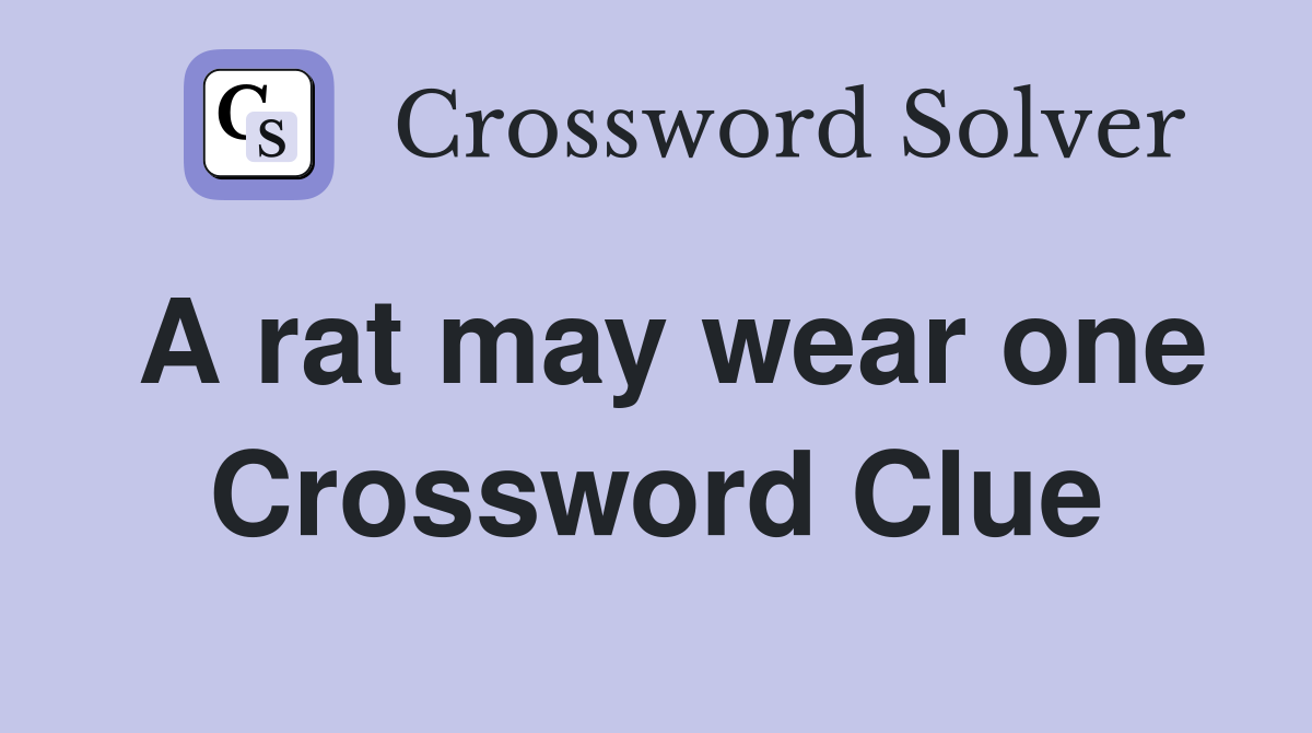 A rat may wear one Crossword Clue