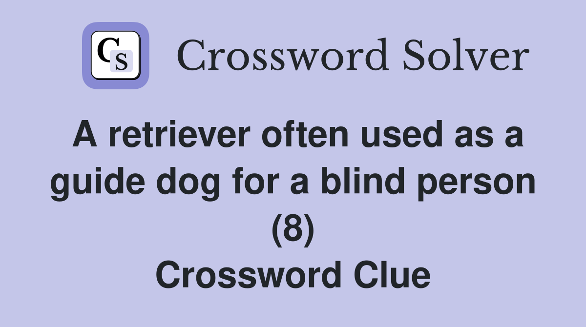 A retriever often used as a guide dog for a blind person (8) Crossword Clue
