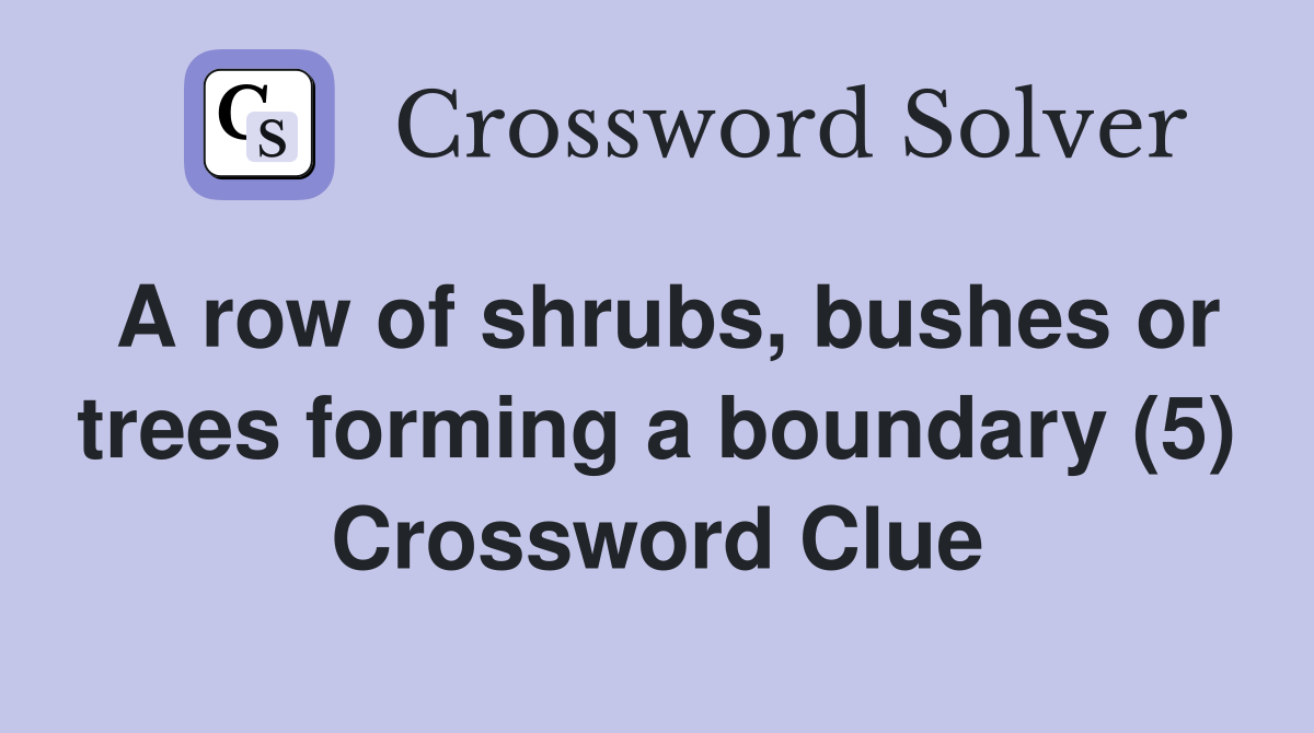 A row of shrubs, bushes or trees forming a boundary (5) Crossword Clue
