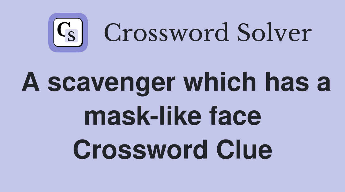 A scavenger which has a mask-like face Crossword Clue