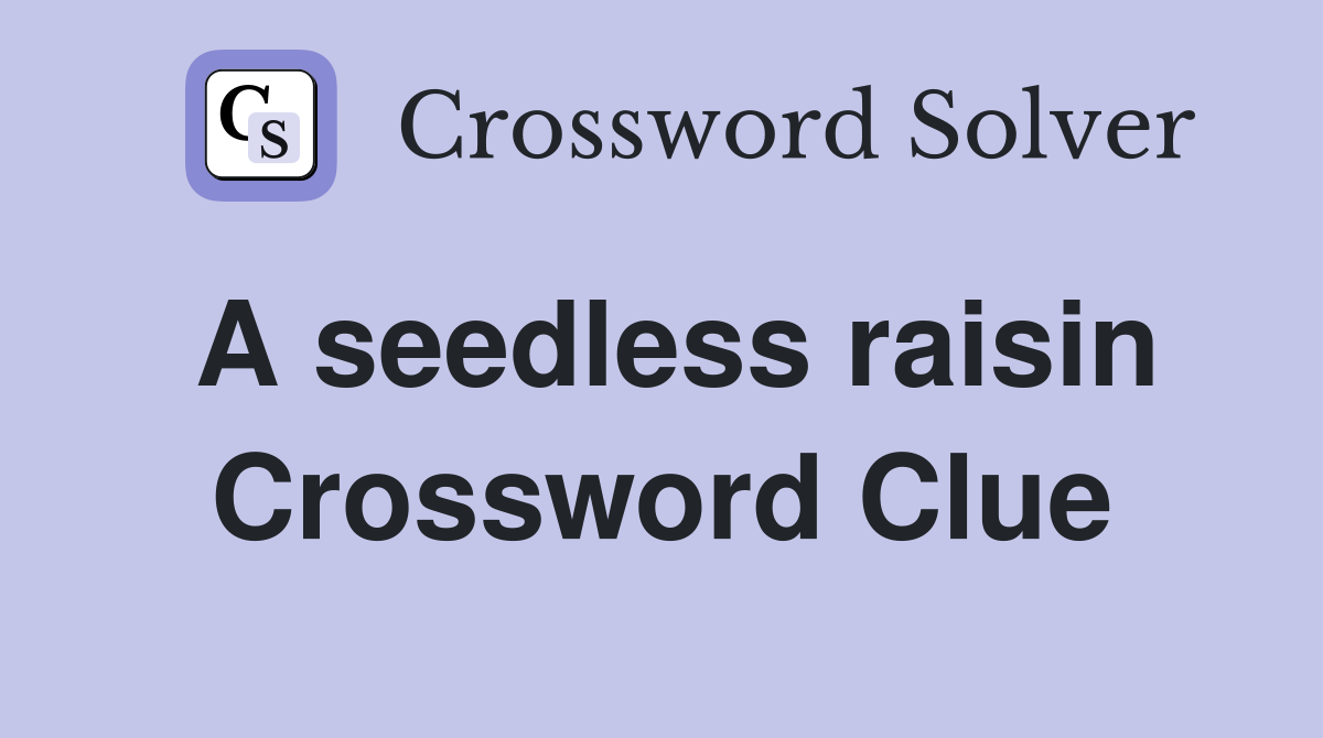 A seedless raisin Crossword Clue