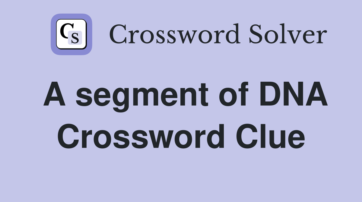 A segment of DNA Crossword Clue