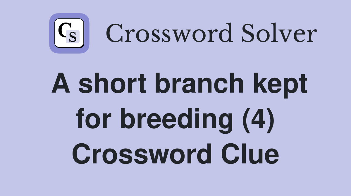 A short branch kept for breeding (4) Crossword Clue