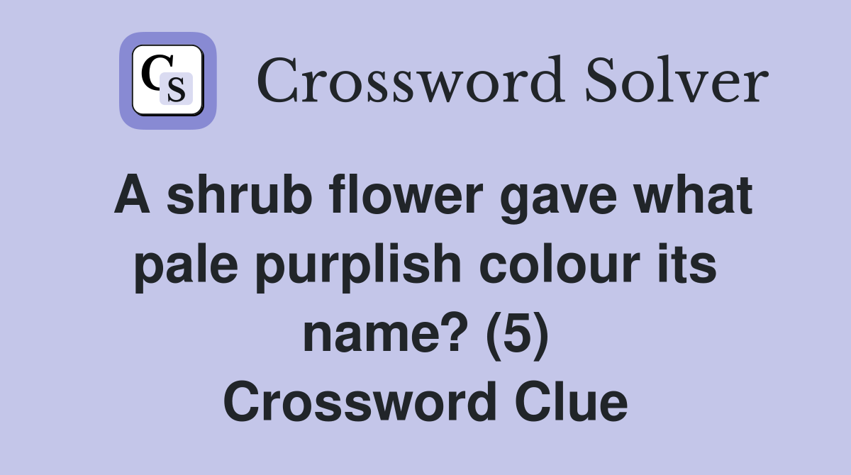 A shrub flower gave what pale purplish colour its name? (5) Crossword Clue
