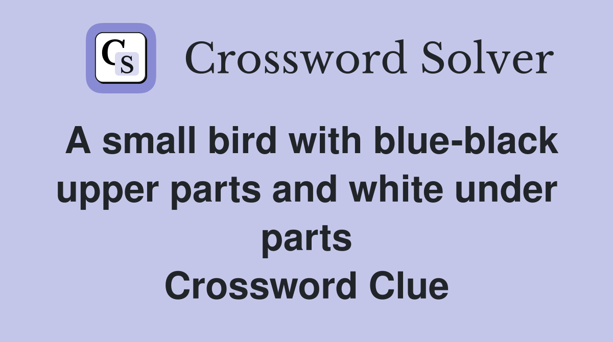 A small bird with blue-black upper parts and white under parts Crossword Clue
