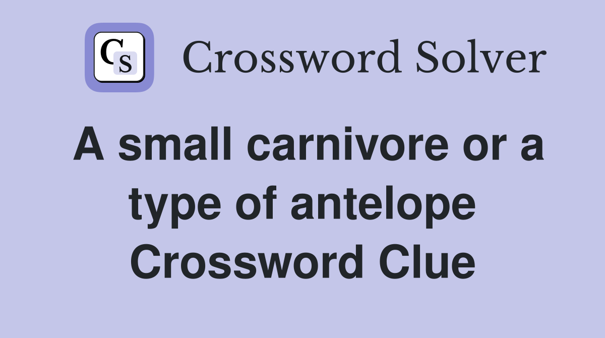 A small carnivore or a type of antelope Crossword Clue