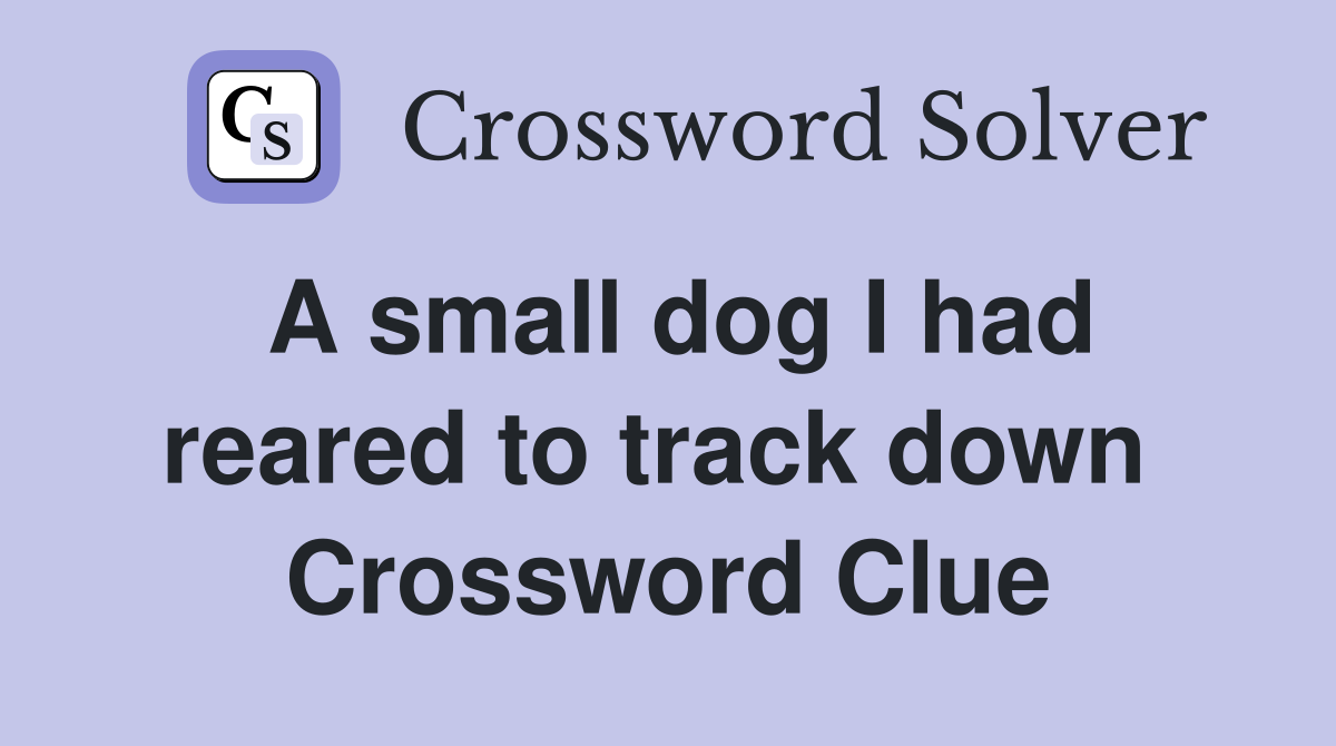A small dog I had reared to track down  Crossword Clue