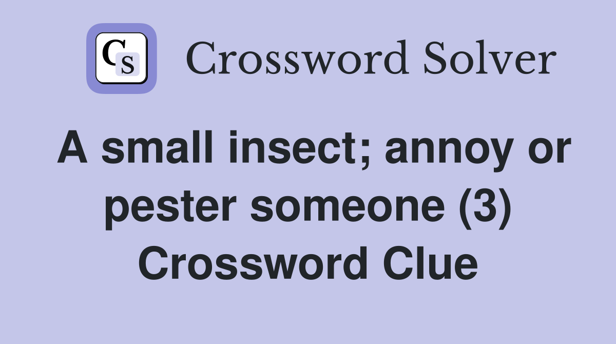 A small insect; annoy or pester someone (3) Crossword Clue
