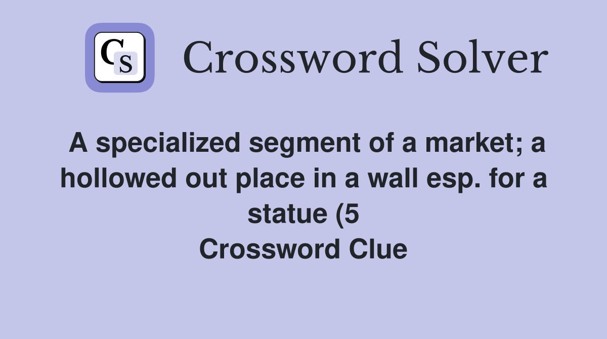 A specialized segment of a market a hollowed out place in a wall esp A specialized segment of a market a hollowed out place in a wall esp