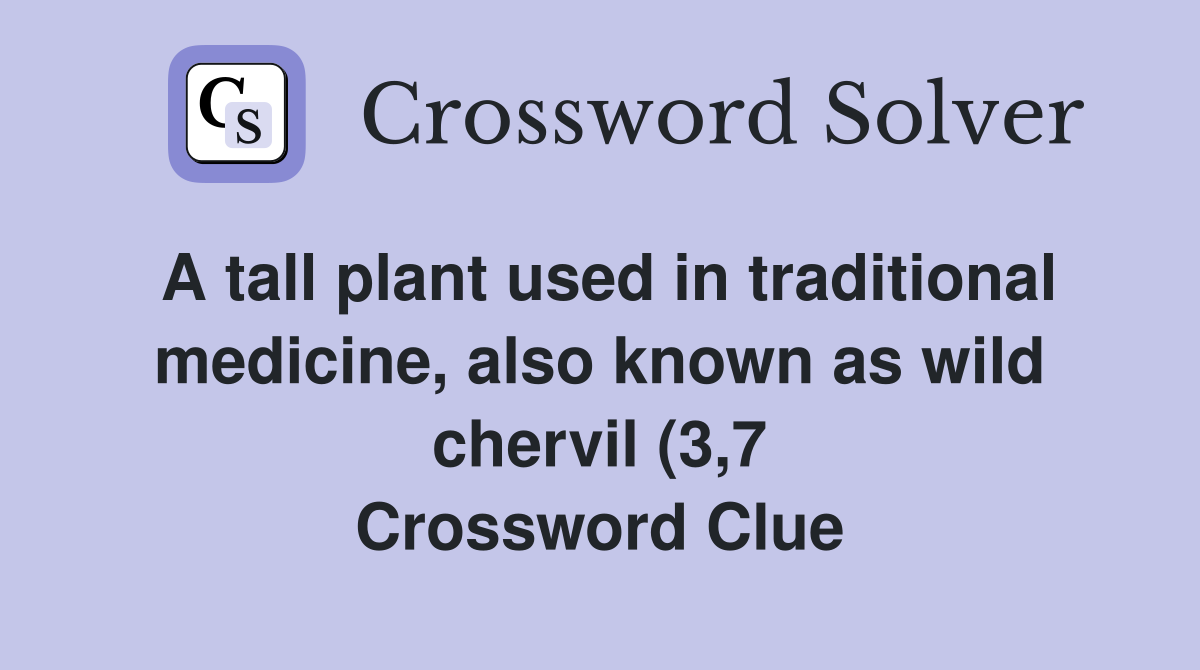 A tall plant used in traditional medicine also known as wild chervil A tall plant used in traditional medicine also known as wild chervil