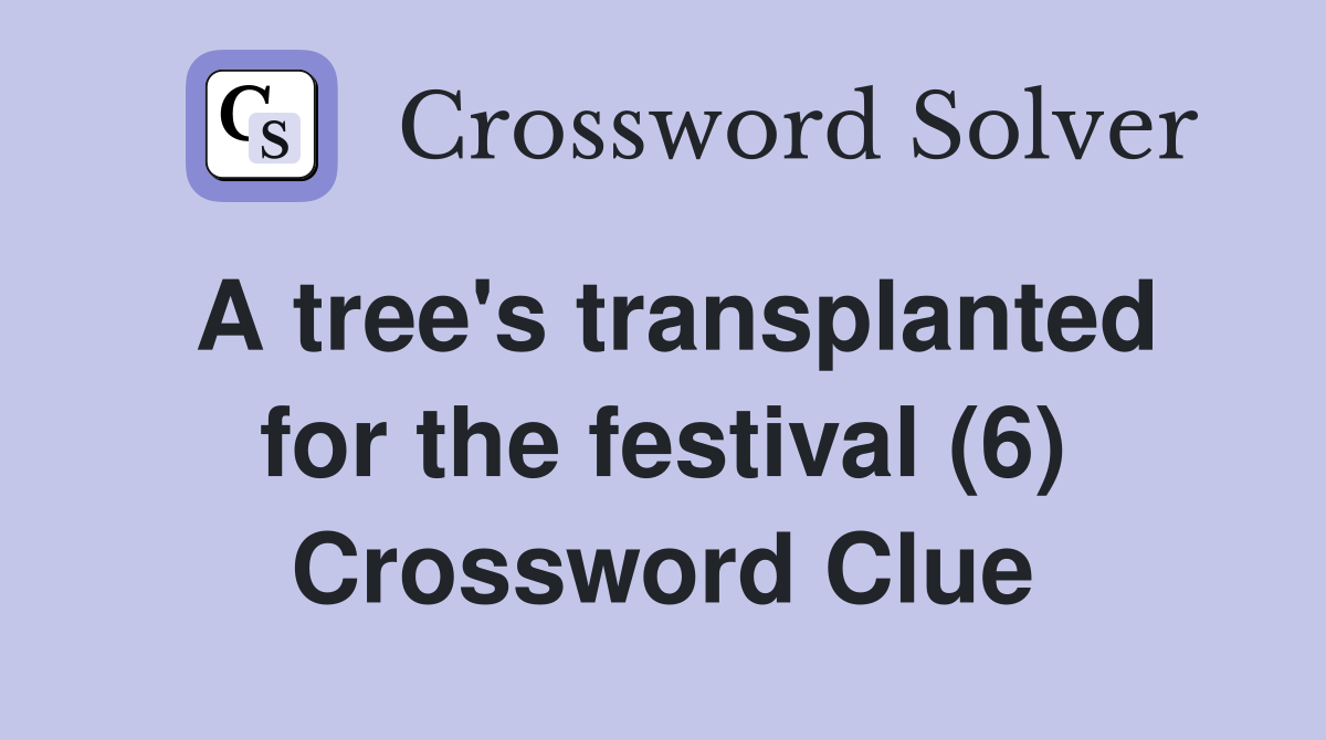 A tree's transplanted for the festival (6) Crossword Clue