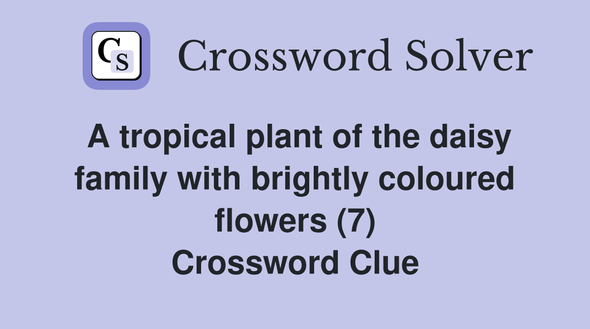 A tropical plant of the daisy family with brightly coloured flowers (7) Crossword Clue