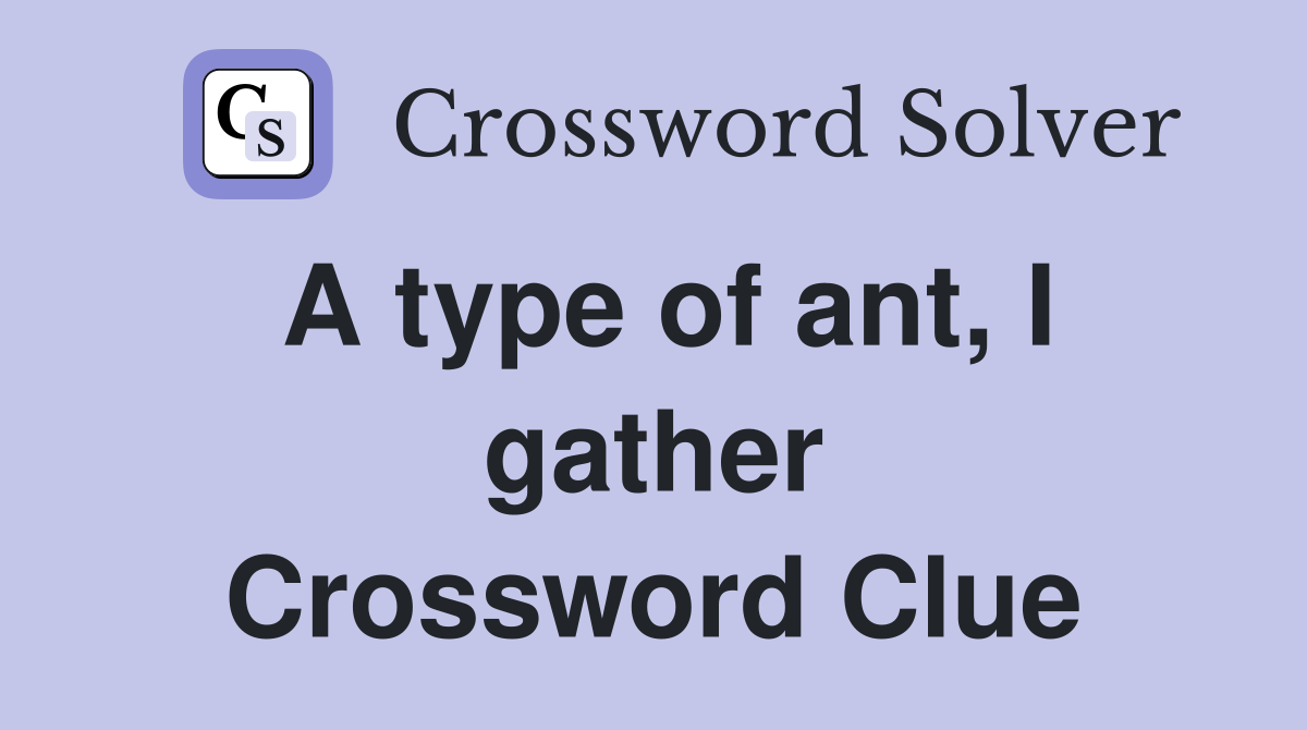 A type of ant, I gather Crossword Clue