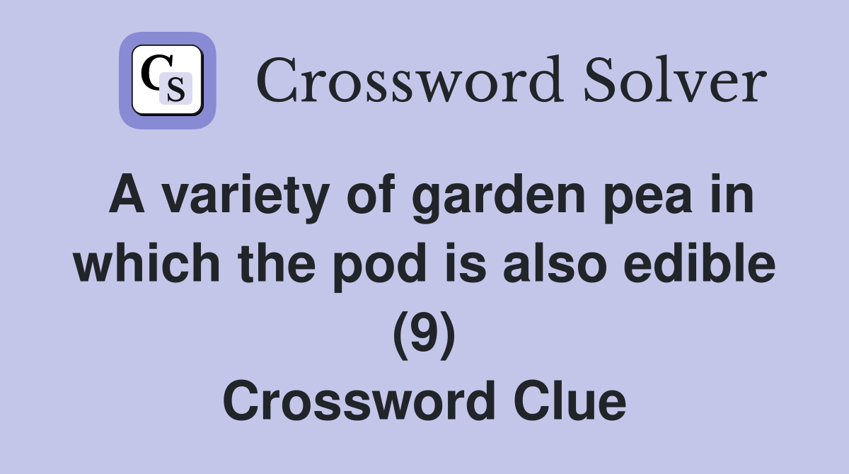 A variety of garden pea in which the pod is also edible (9) Crossword Clue