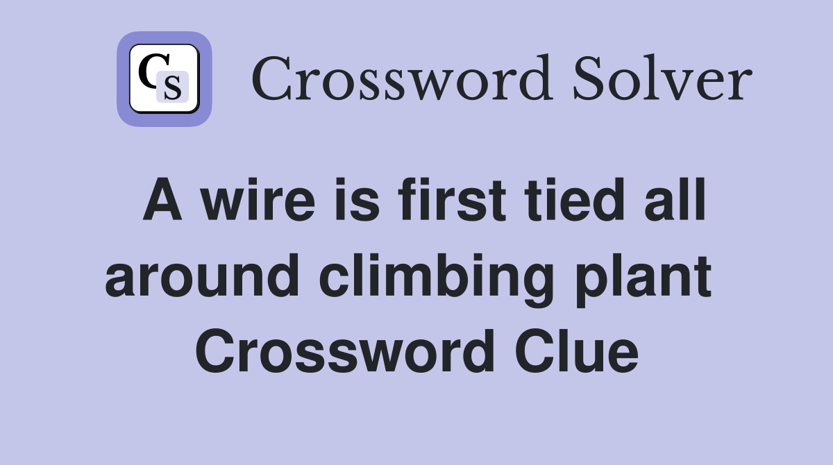 A wire is first tied all around climbing plant  Crossword Clue