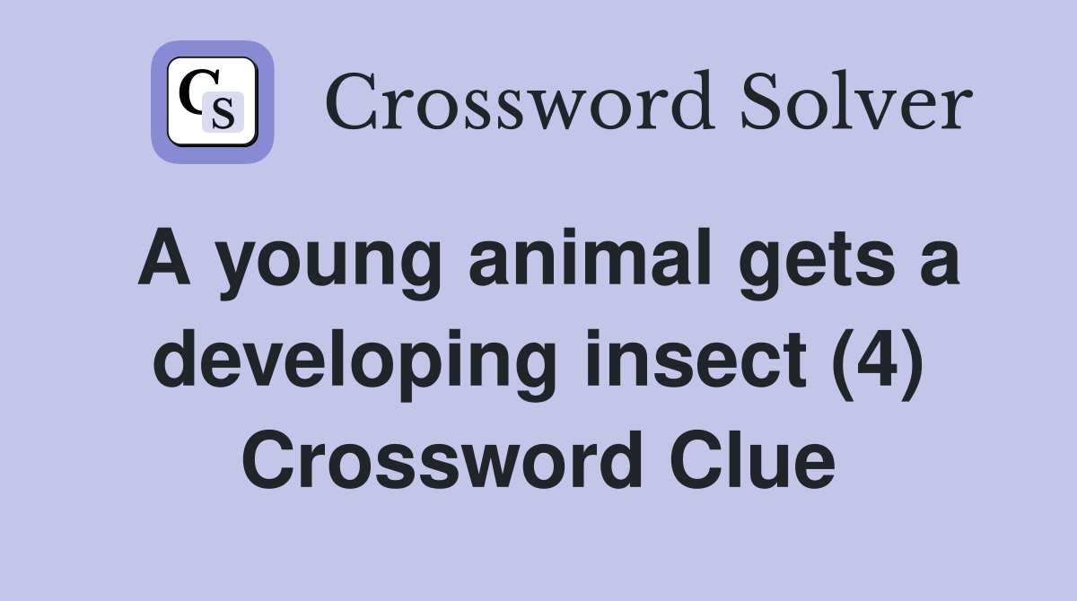 A young animal gets a developing insect (4) Crossword Clue