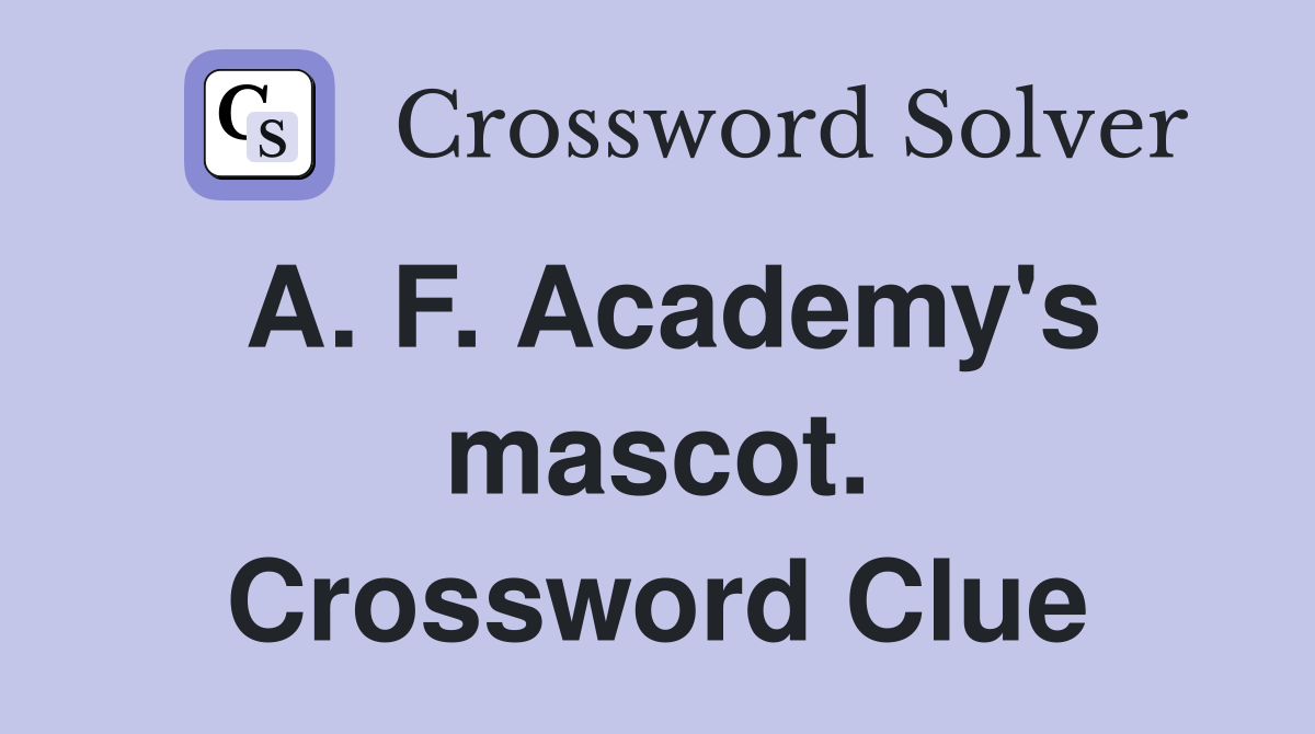 A. F. Academy's mascot. Crossword Clue