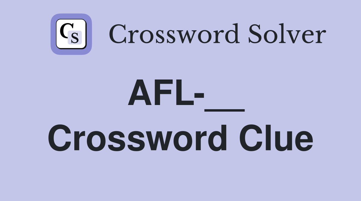 AFL Crossword Clue Answers Crossword Solver