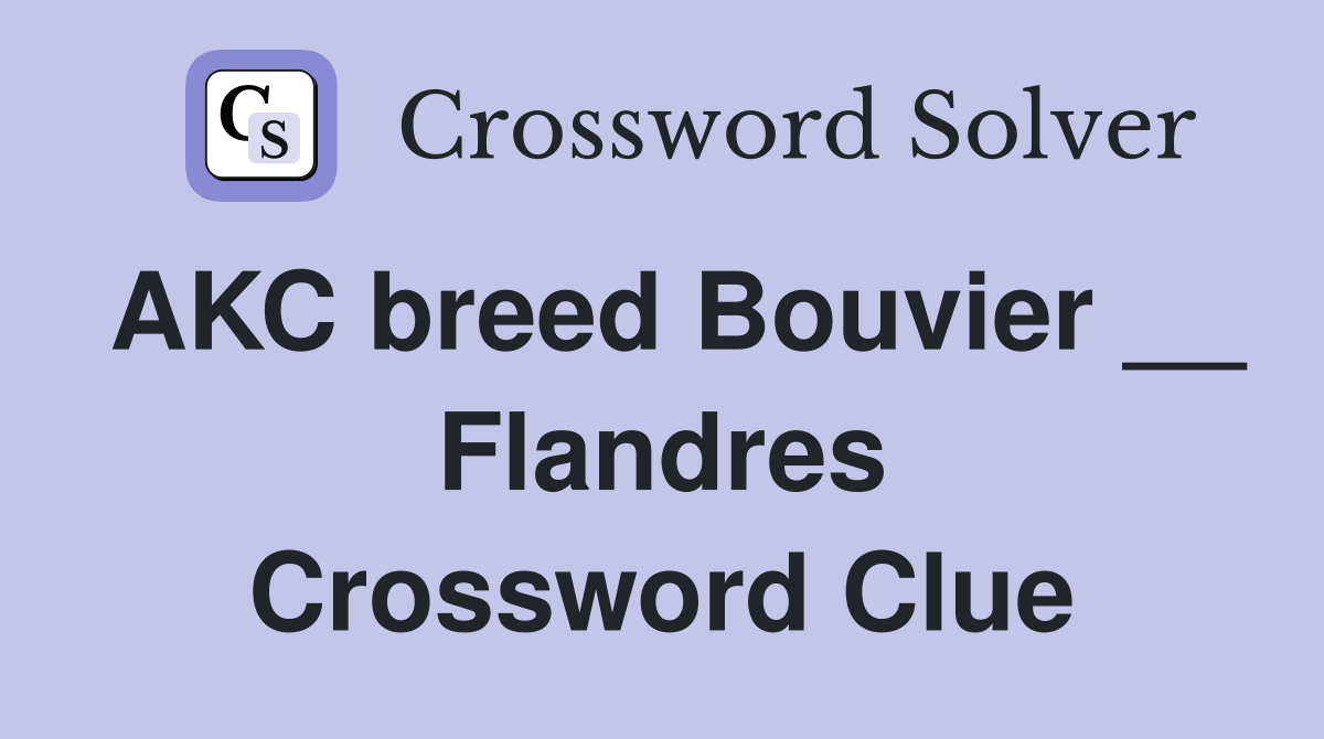 AKC breed Bouvier __ Flandres Crossword Clue