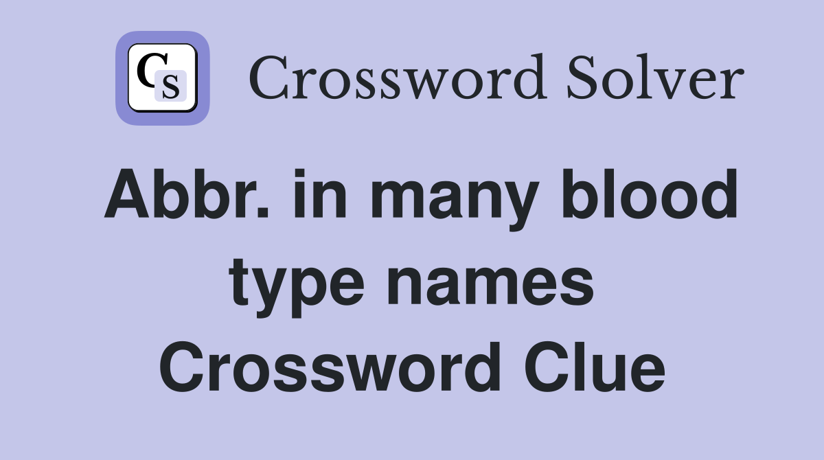 Abbr. in many blood type names Crossword Clue