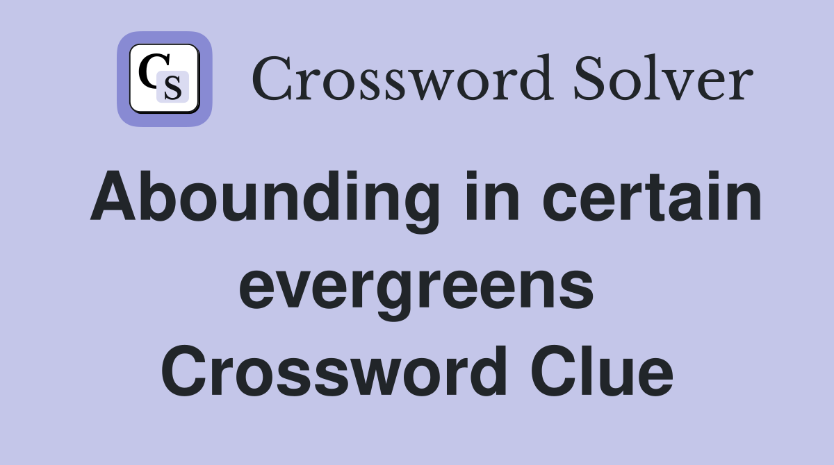 Abounding in certain evergreens Crossword Clue
