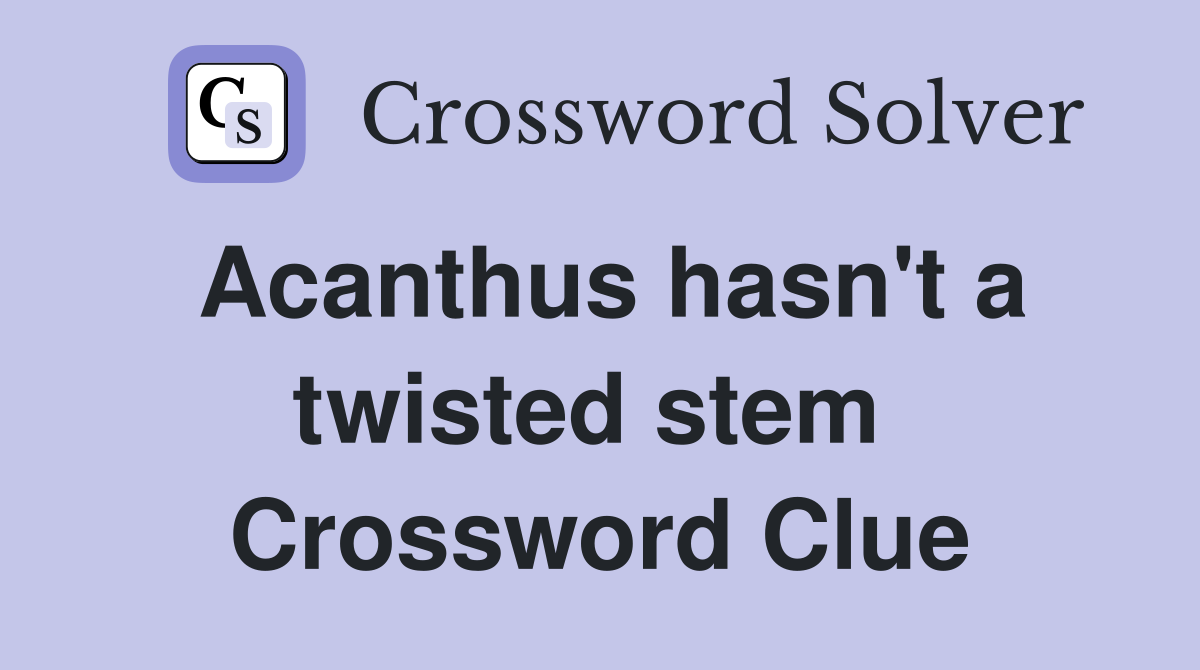 Acanthus hasn't a twisted stem  Crossword Clue