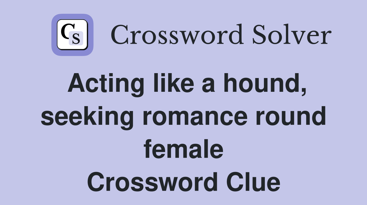 Acting like a hound, seeking romance round female Crossword Clue