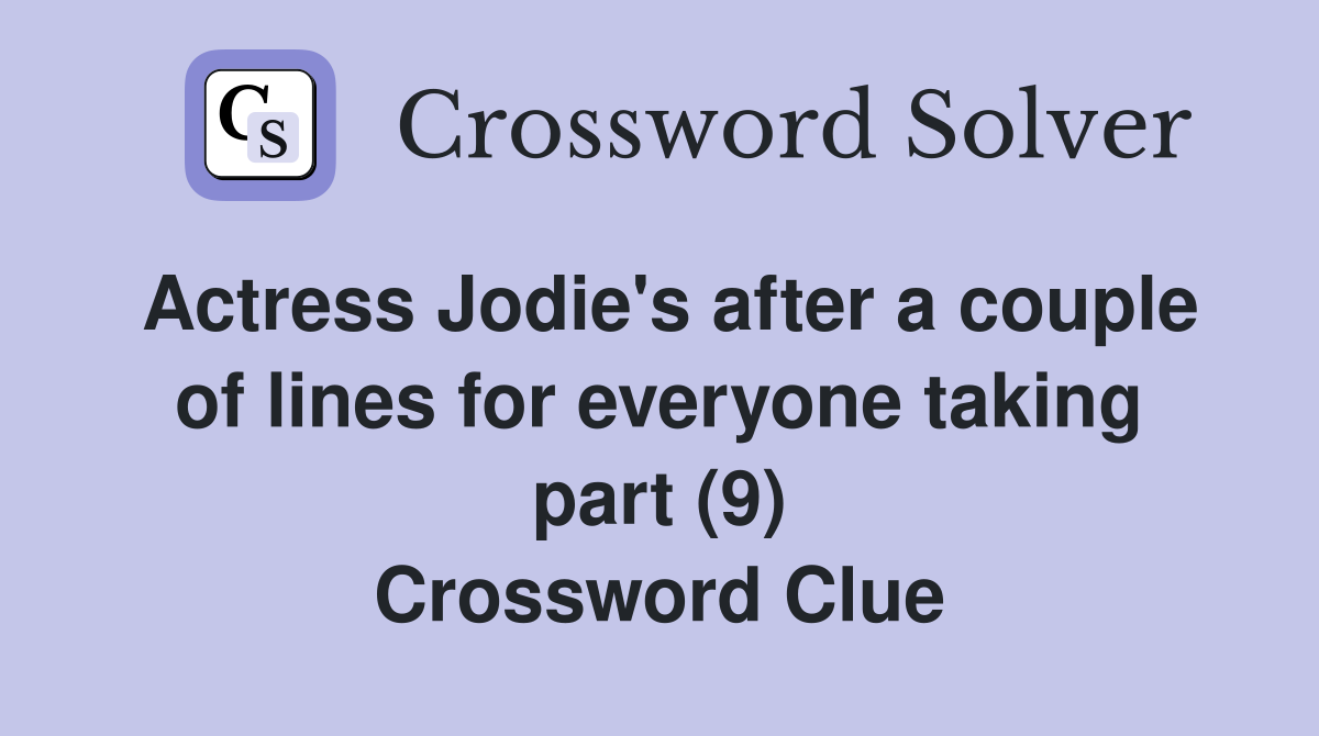 Actress Jodie's after a couple of lines for everyone taking part (9 ...