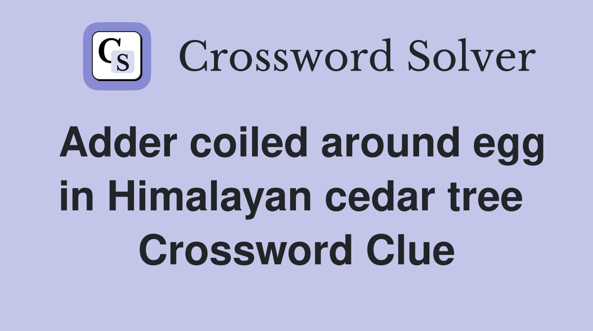 Adder coiled around egg in Himalayan cedar tree  Crossword Clue