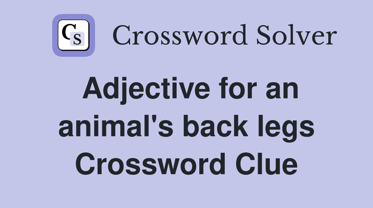 Adjective for an animal's back legs Crossword Clue